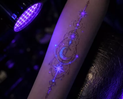 Grafika promująca artykuł: Tatuaże fluorescencyjne i UV